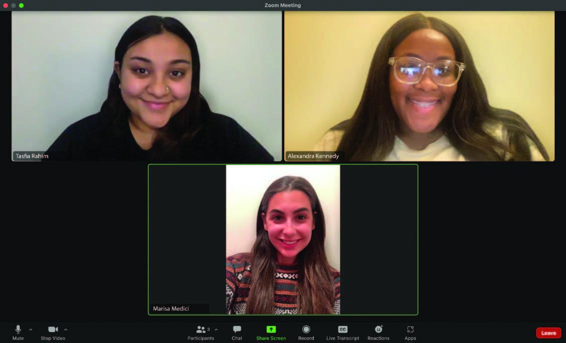 Rahim (top left), Kennedy (top right), and Medici (bottom) met via Zoom during the pandemic to keep momentum going for Fare Trade.