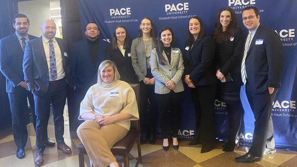 current law students and alumni from the Elisabeth Haub School of Law at Pace University joined together for a networking event on the Haub Law Campus