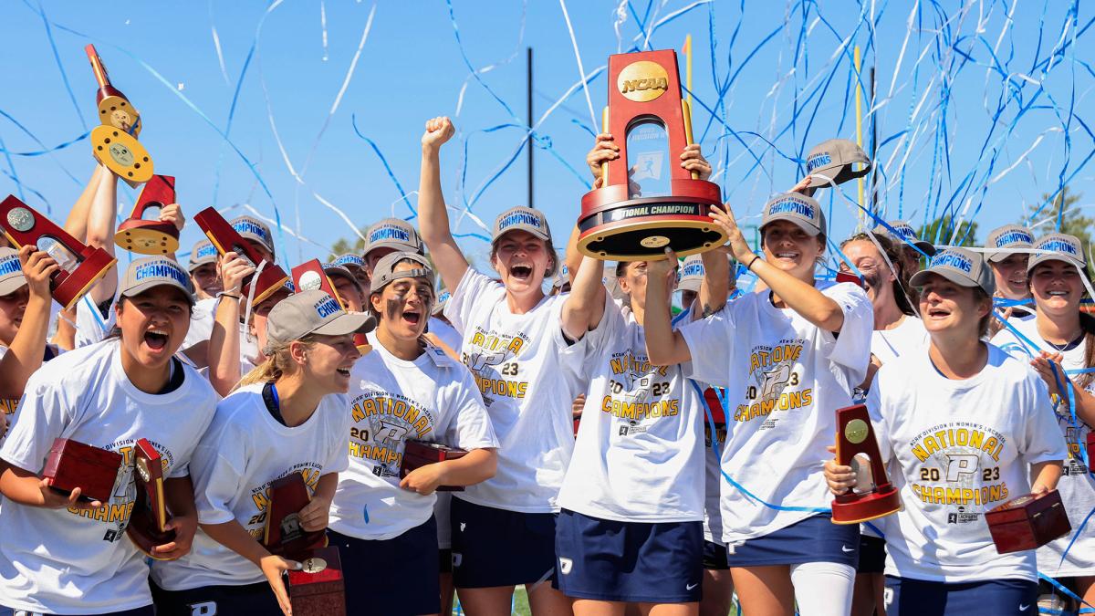 Pace women's lacrosse celebrating their national champions win