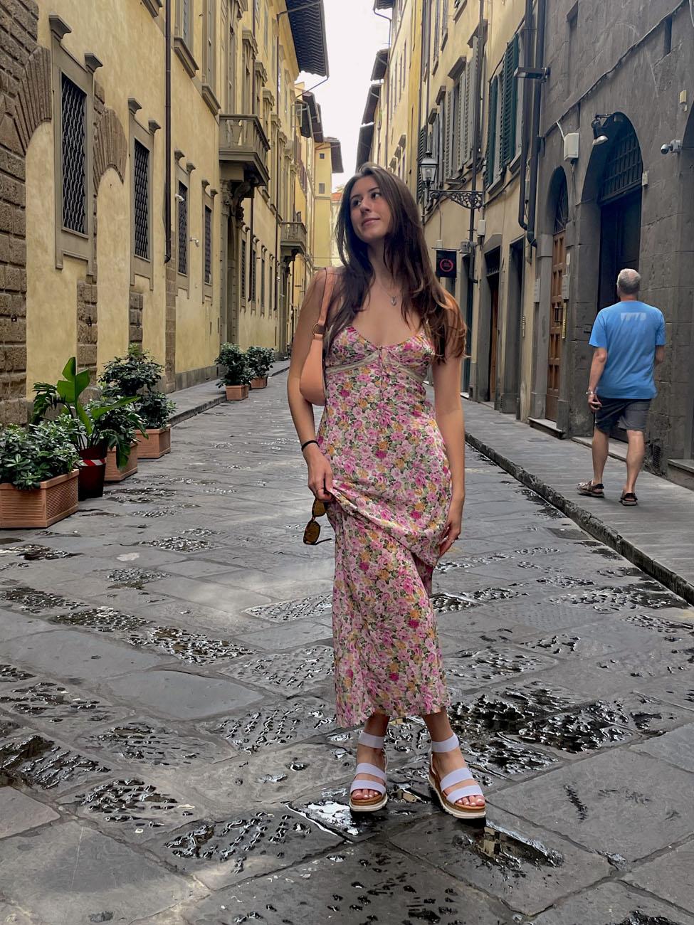 Lubin student RIchelle Fatalo '25 in Florence during a semester abroad