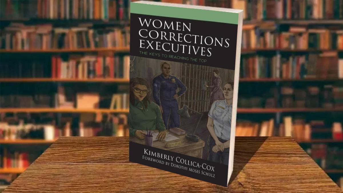 Women Corrections Executives book by Kimberly Collica-Cox with bookshelves behind