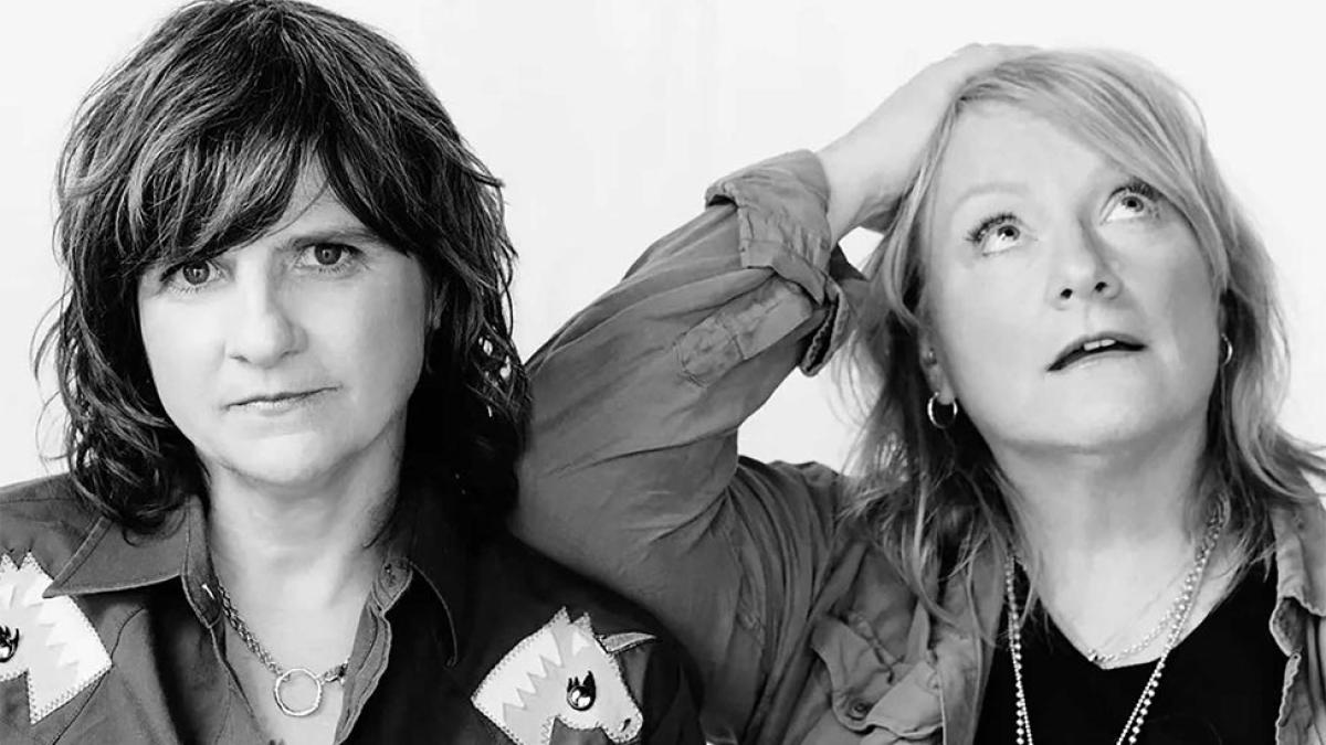 The Indigo Girls pictured on a poster for PWJC Benefit Concert 