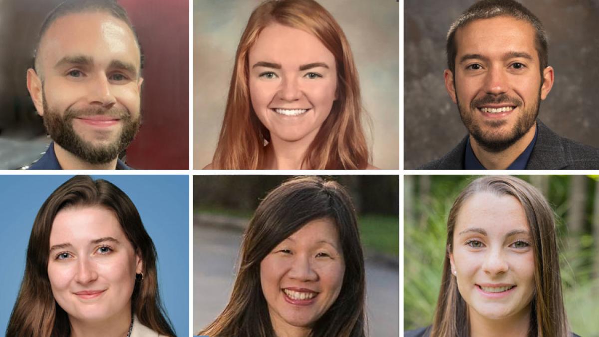 The 2023 Inaugural class of Sustainable Business Law Hub Student Scholars: Aric Prazeres, Brianna Grimes, Brooke Mercaldi, Maggie Pahl, Kasama Star, Christopher Sudol.