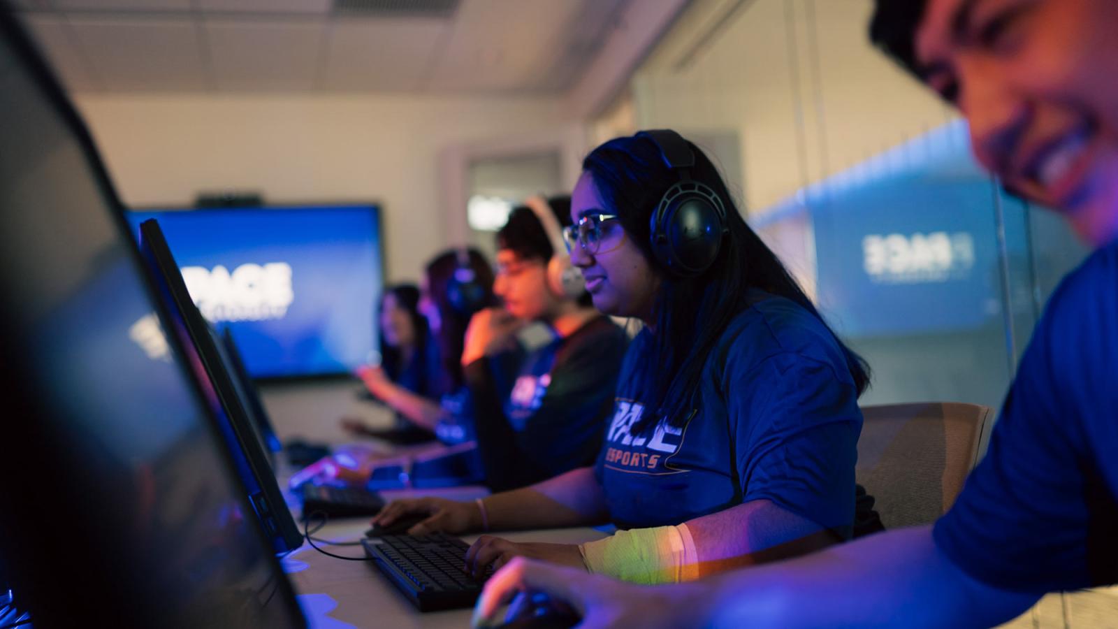 Pace university students competing for the Pace esports team