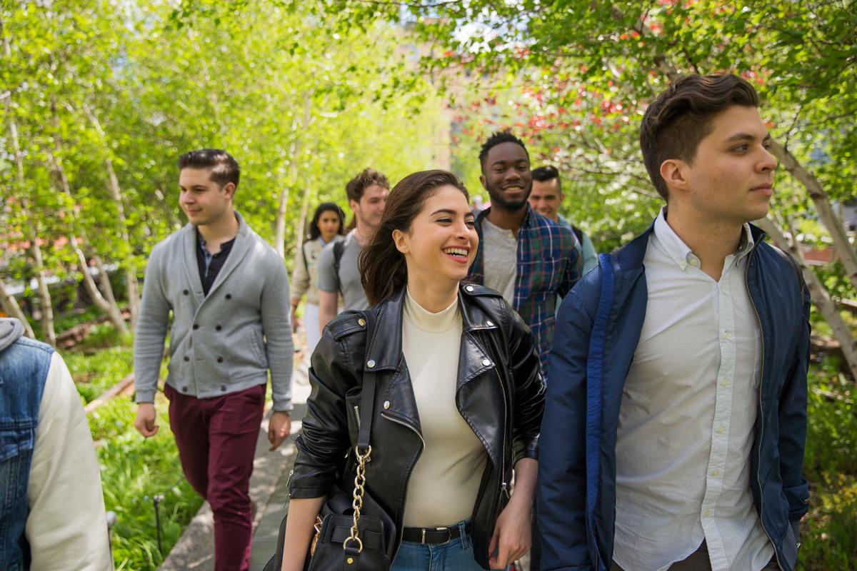 Students walking together.