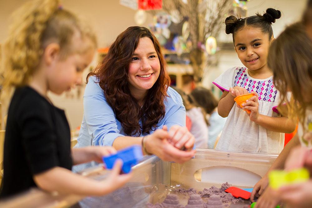 School of Education student working with children