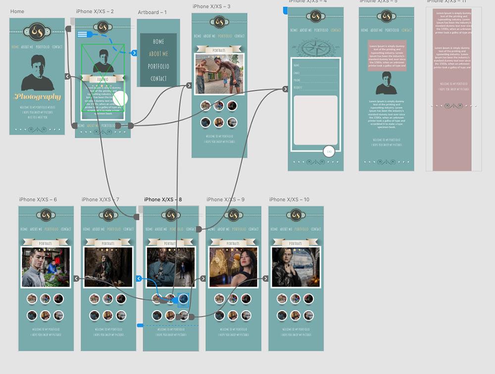 Example of UX and UI design in Adobe XD