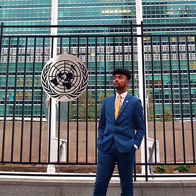young man at the UN