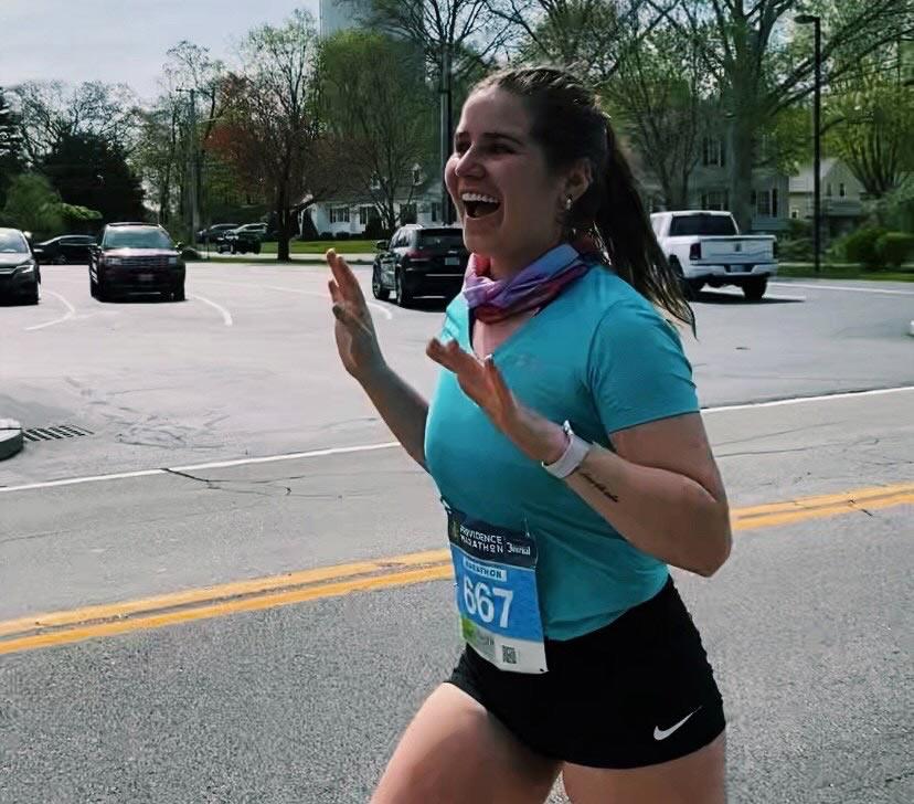 Celeste Fetter running in a marathon.