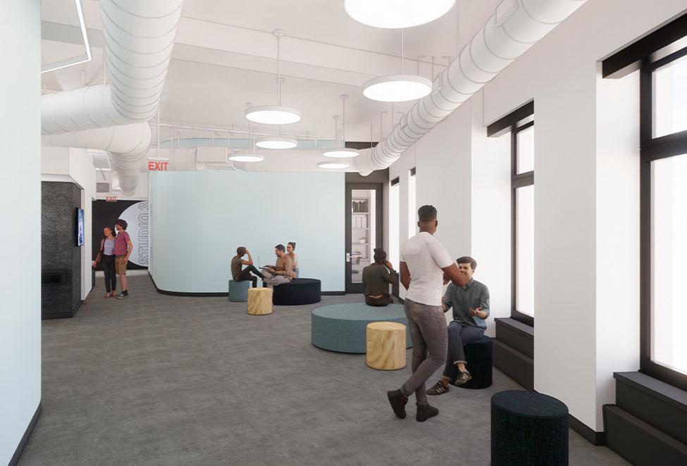 Photo of the student spaces on the Actors Studio Drama School floor
