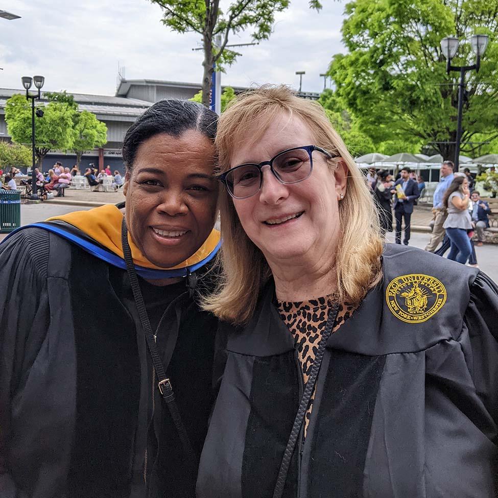 Avery Leider at graduation with her advisor Pauline Moseley