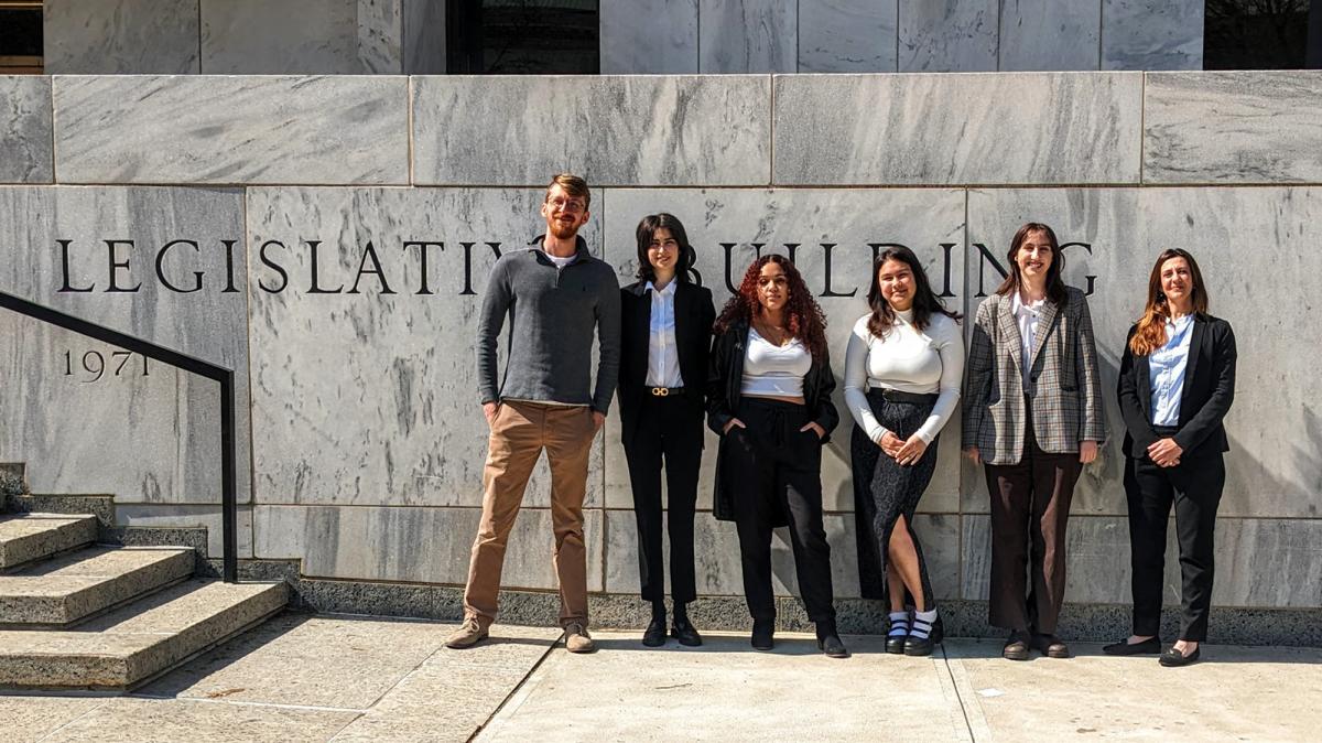 Animal Policy Project students standing outside the Legislative Building