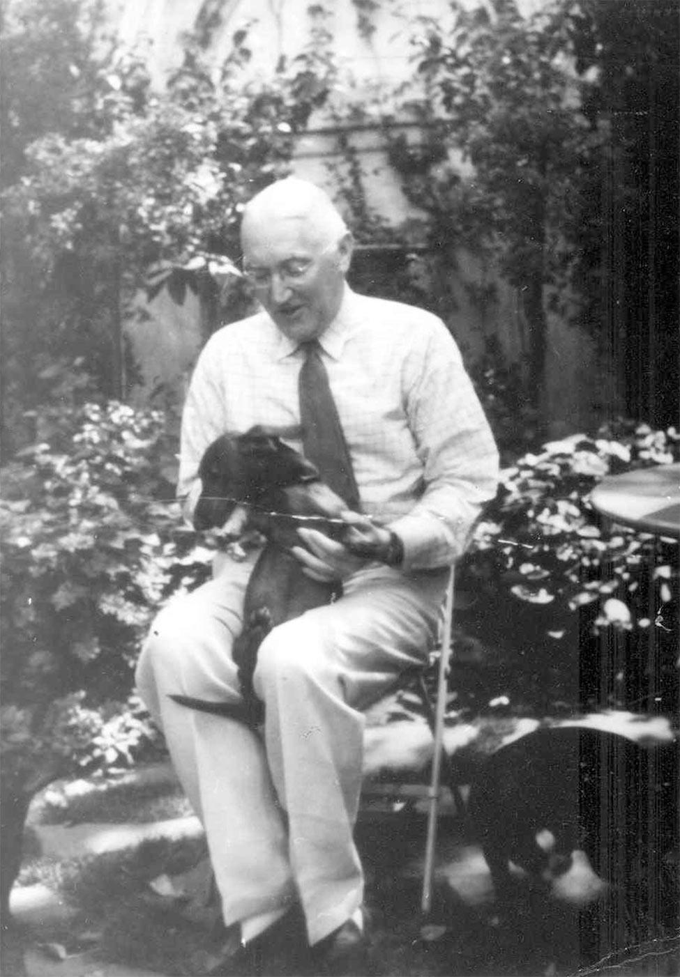 Homer Pace in his later years with the family dog