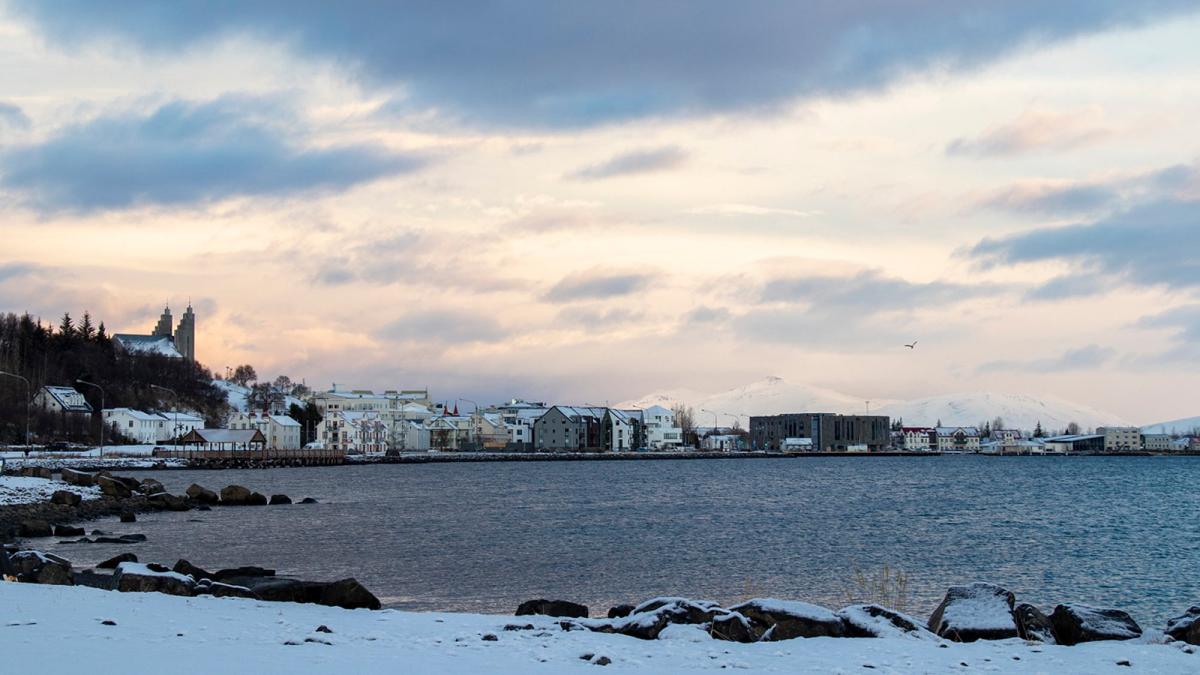 The landscape of Akureyi, Iceland where Pace University MPA alumna Ásthildur Sturludottir is mayor