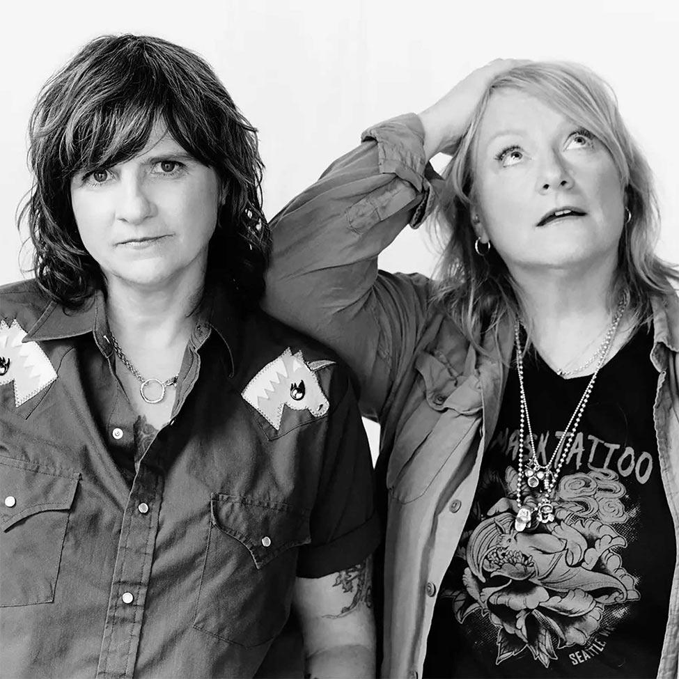 The Indigo Girls pictured on a poster for PWJC Benefit Concert 