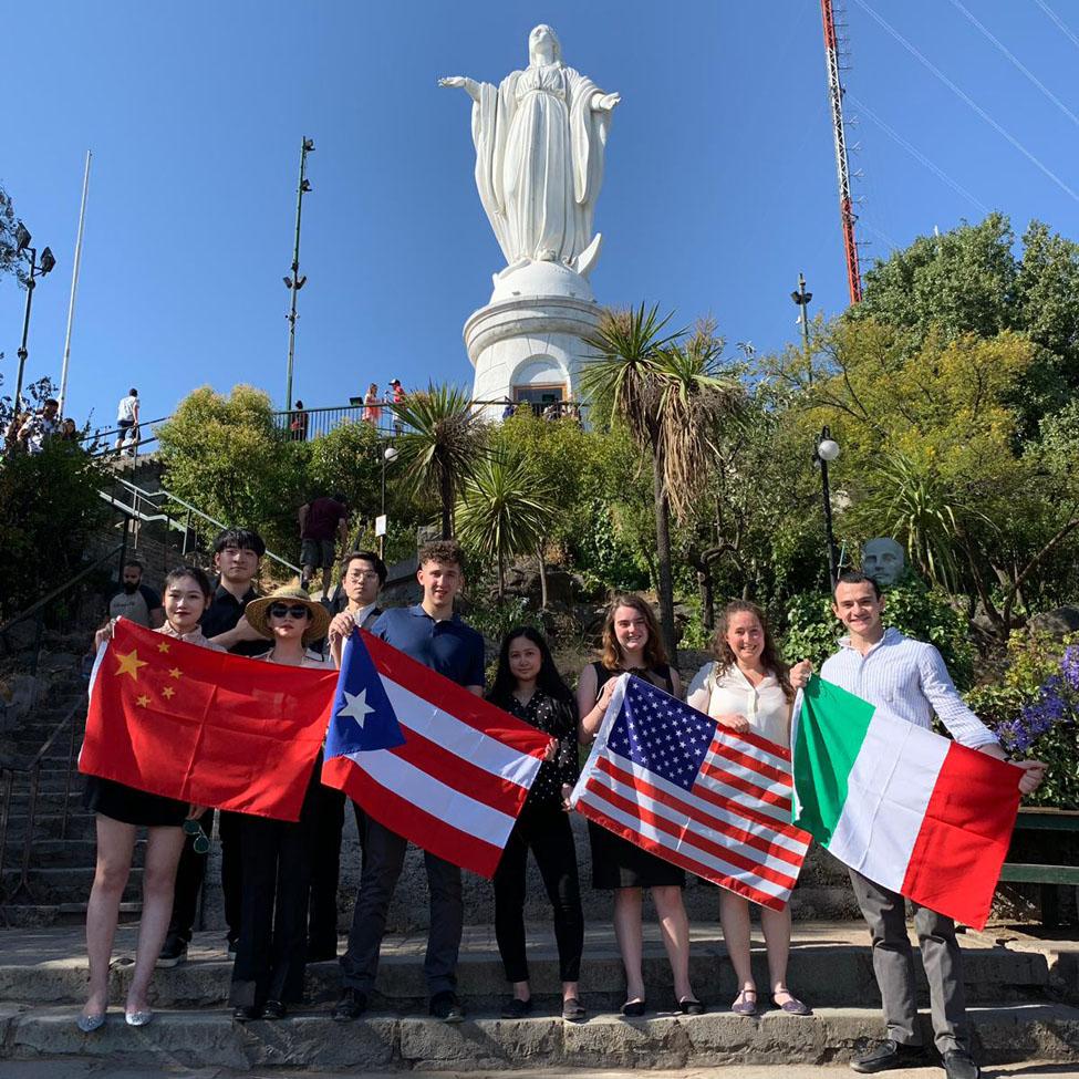 Lubin students at Sanctuary on San Cristóbal Hill in Santiago, Chile during an international field study