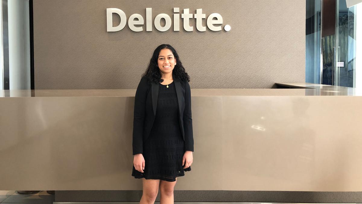 Lubin student Fariha Hossain '20 at Deloitte in Santiago, Chile during an international field study