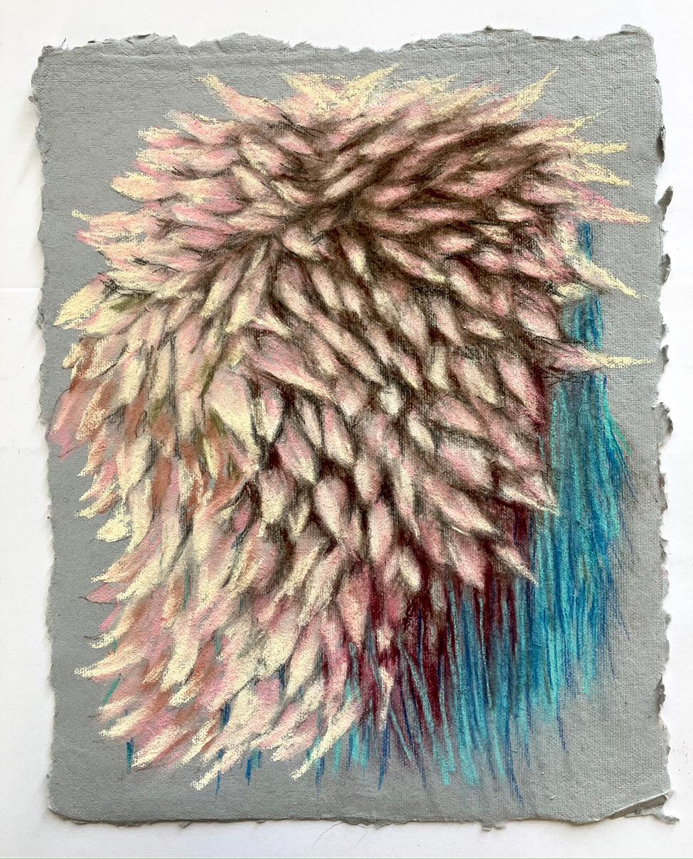 Mie Yim, Quarantine Drawing #312, 11”x9”, pastel on paper, 2023