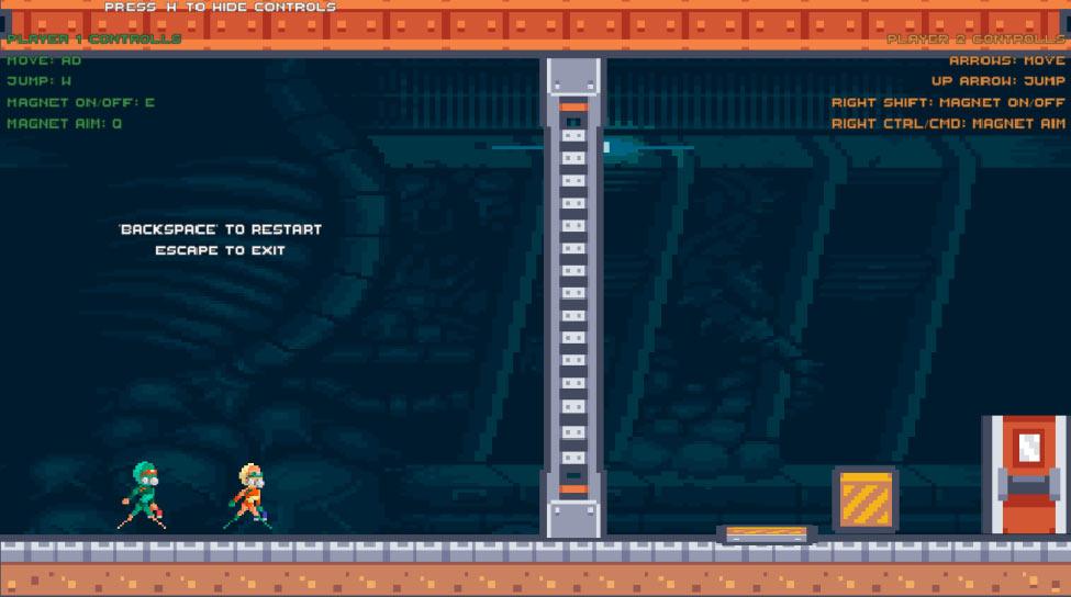 a screenshot of student made platformer game with two characters 