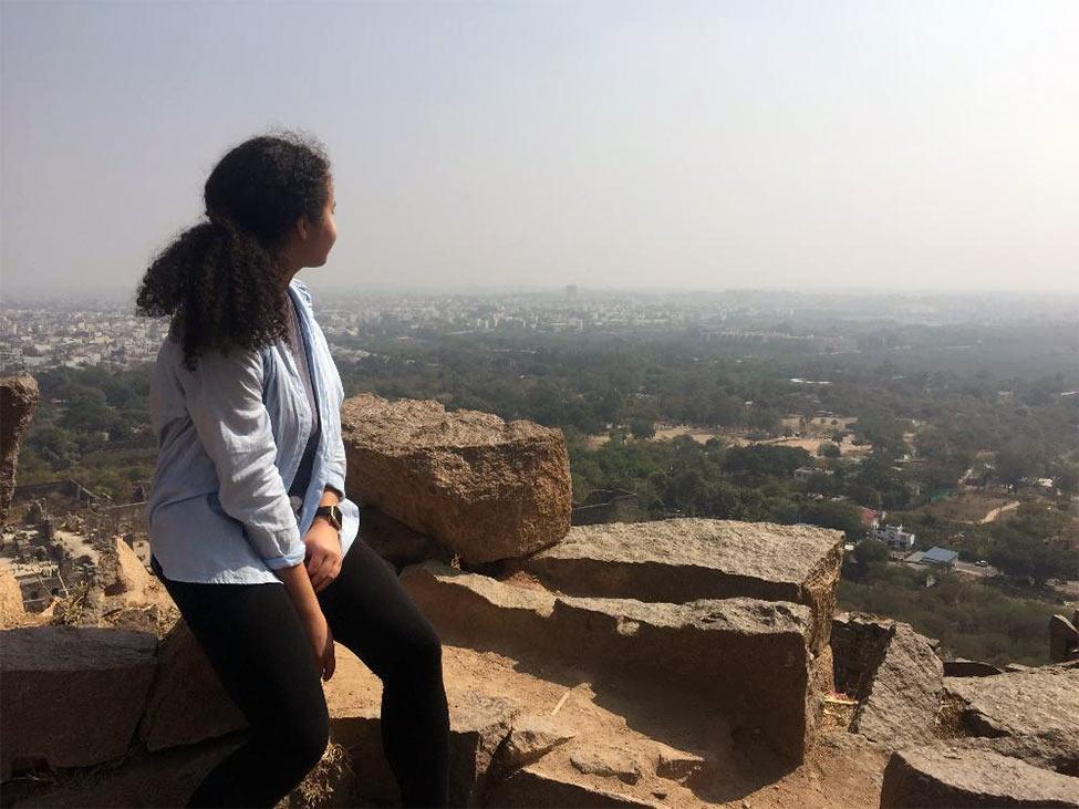 Pace student looking out over the vista in Goa, India. 