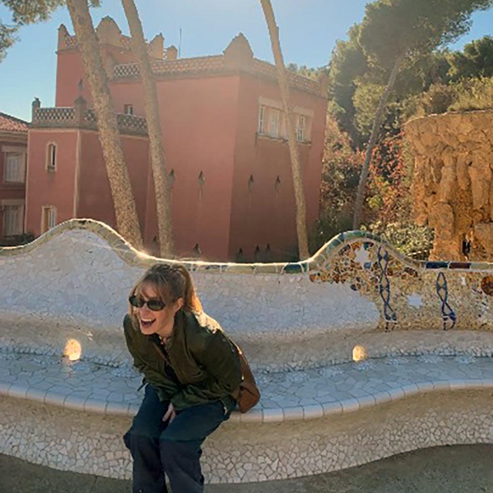 Lilian Buckley, an undergraduate Arts and Entertainment Management major at Pace University, sitting on a bench in Barcelona, Spain