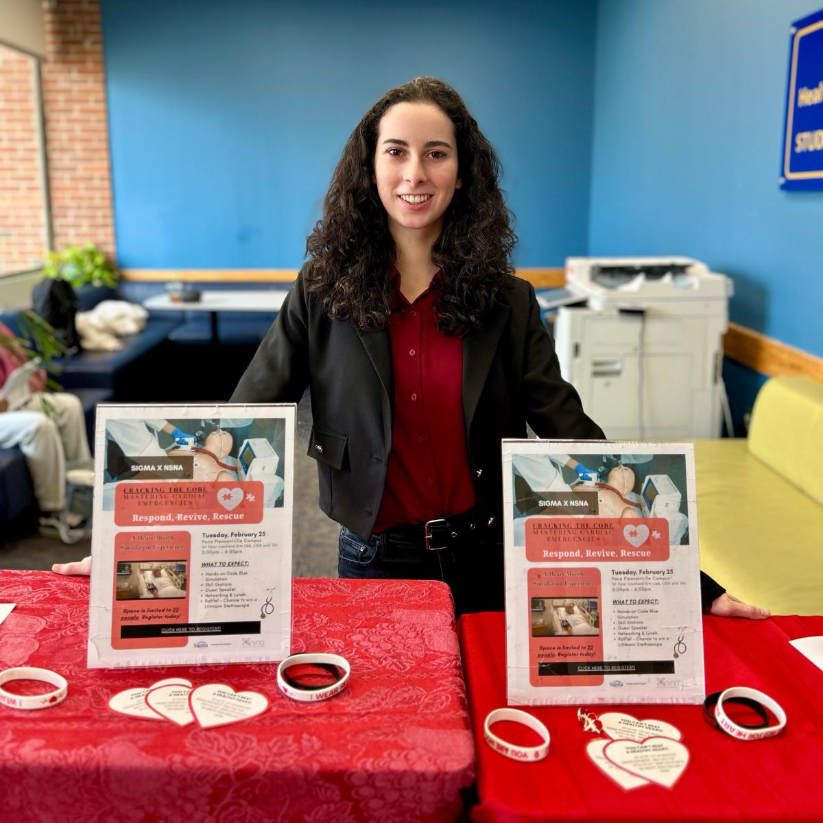 college of health professions lienhard school of nursing student michelle novominski at the code blue spring 2025 event.