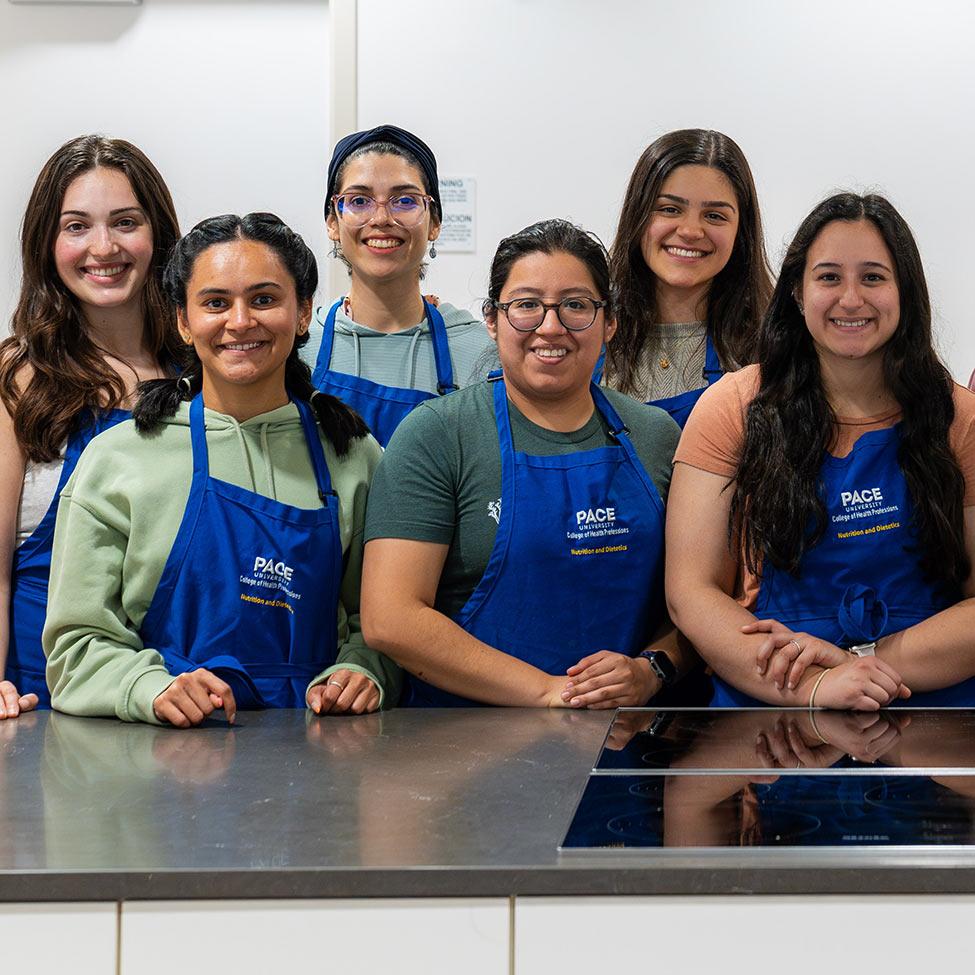 Pace University Nutrition and Dietetics students in the Henckels Cooking Studio