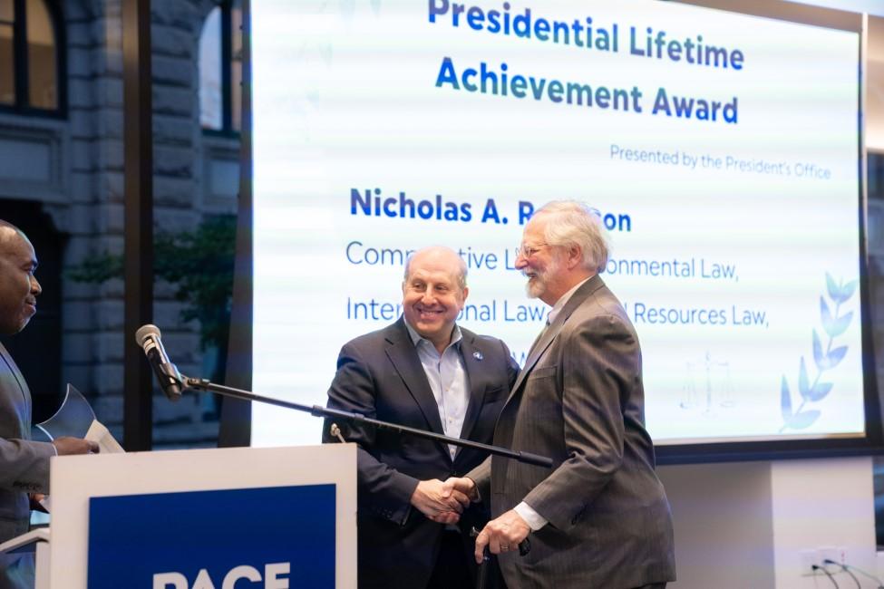 Elisabeth Haub School of Law at Pace University Professor Nicholas A. Robinson and Pace President Marvin Krislov