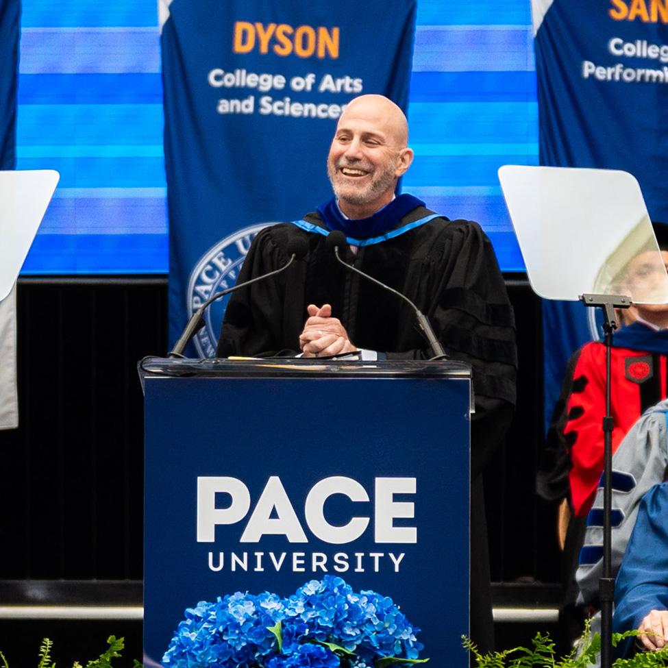 Josh Silverman addressing the Class of 2025 at Pace University.