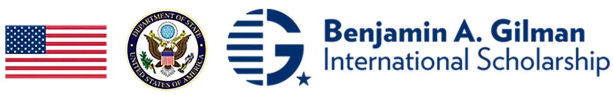 United State of America flag, Department of State, United State of America and Benjamin A. Gilman International Scholarship Logo