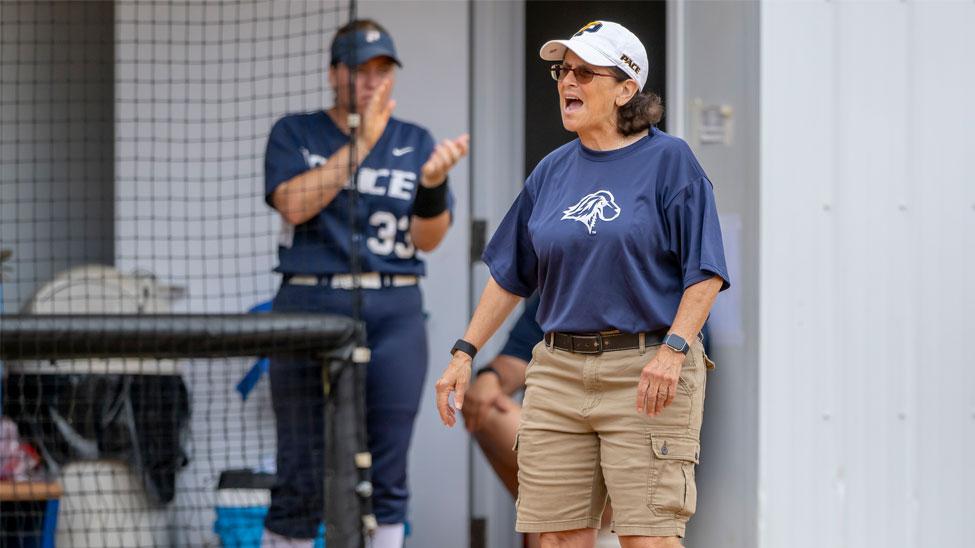 Claudia Stabile on the softball field.