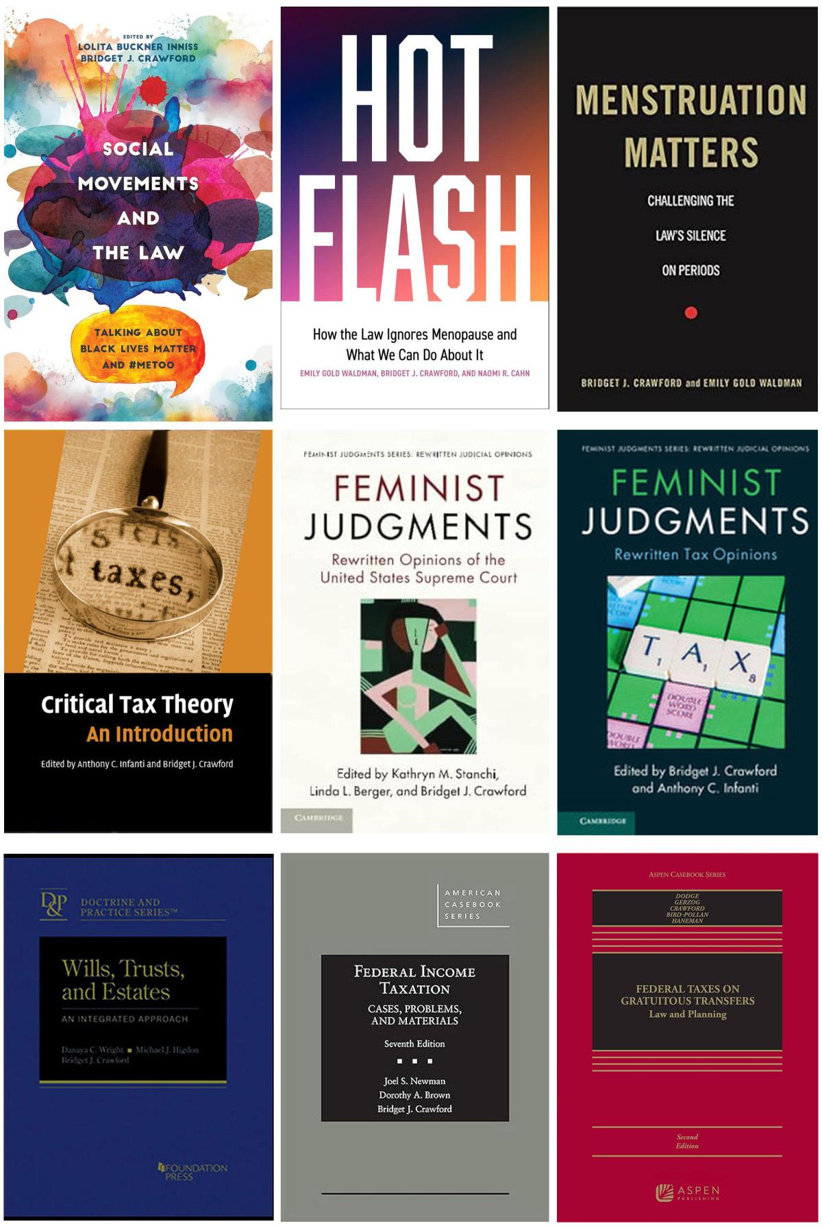 Book covers of 9 books published by Professor Bridget Crawford