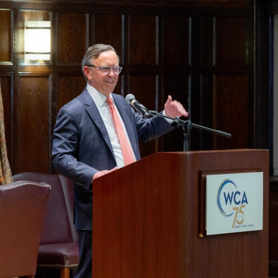 Elisabeth Haub School of Law at Pace University 2025 WCA Profit and Purpose Conference speaker at podium