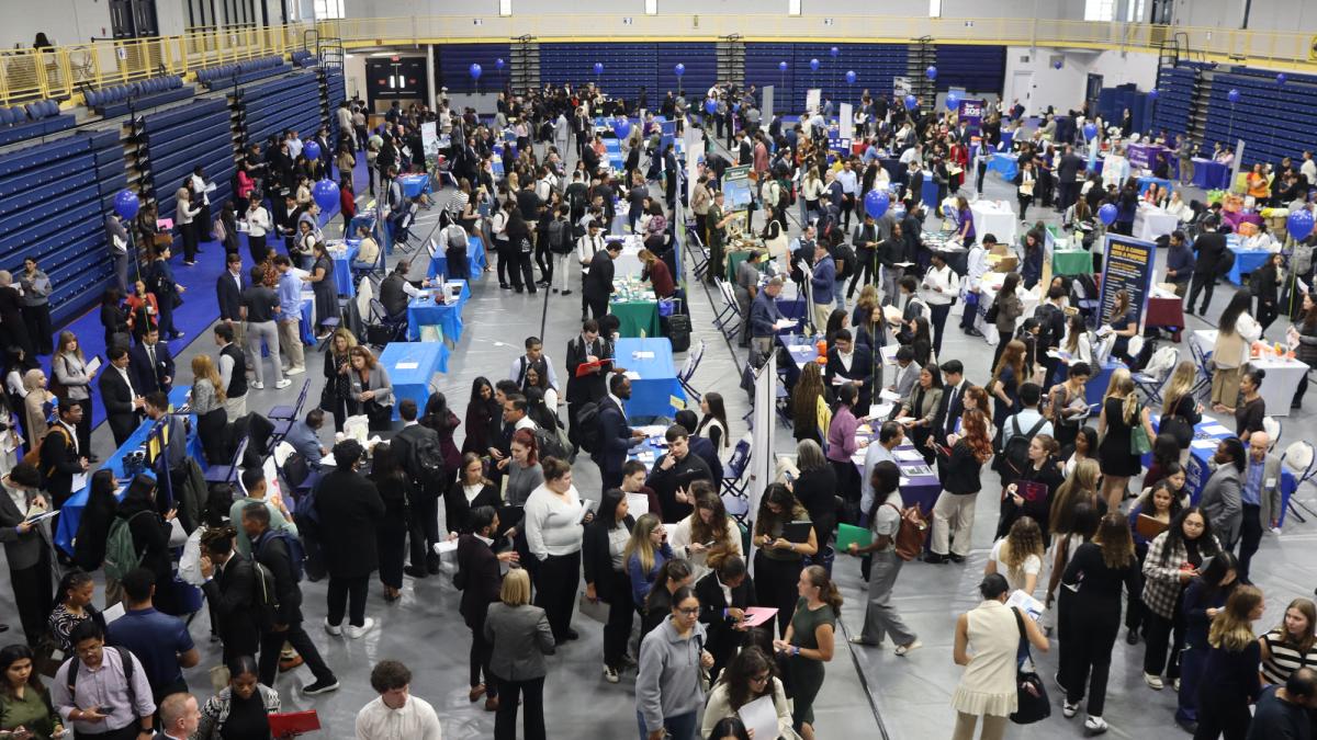 Pace University Fall 2025 Career Fair in the gymnasium