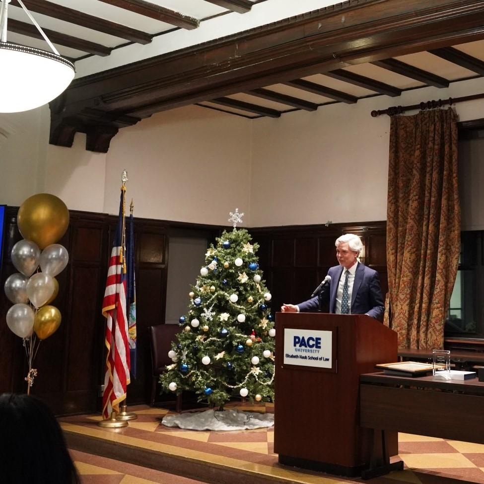 Elisabeth Haub School of Law at Pace University Mayor Tom Roach speaking at 2025 Land Use Law Conference.