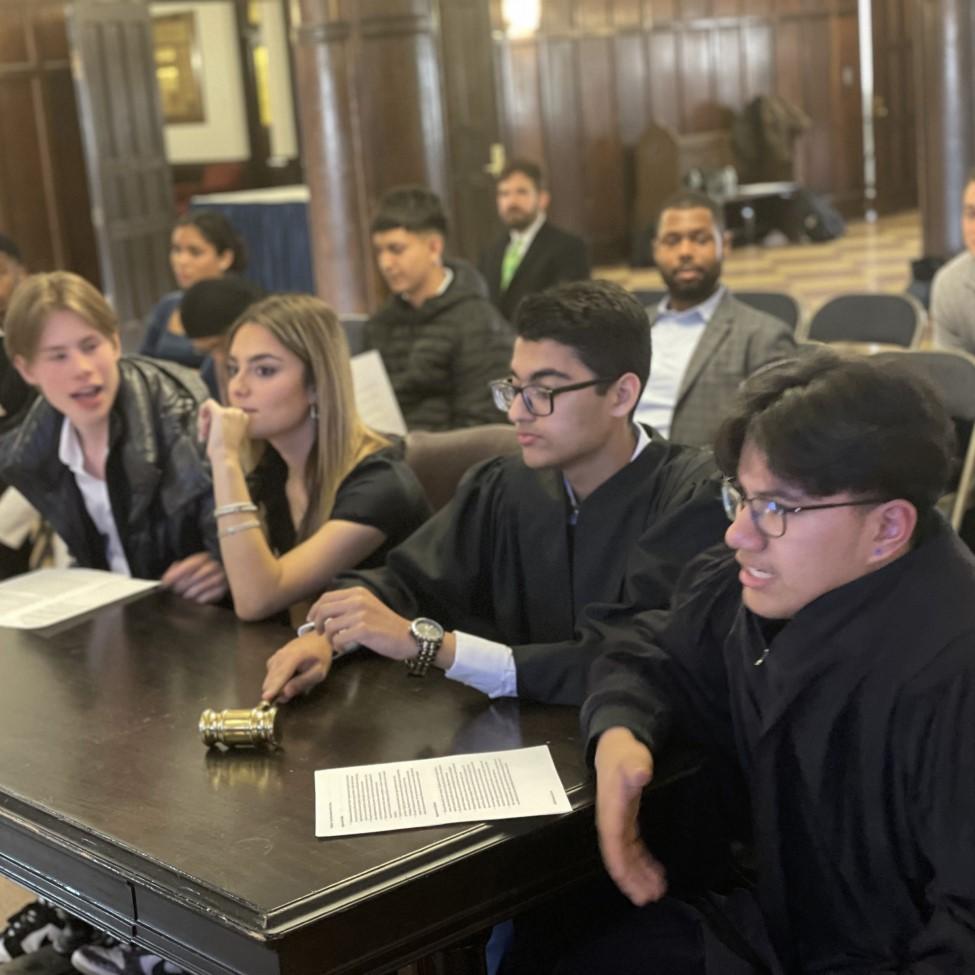 Elisabeth Haub School of Law at Pace University students in pipeline program debating