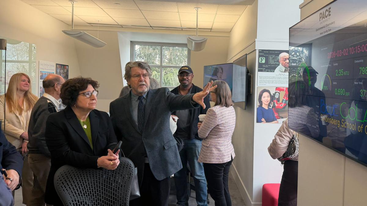 Executive Director John Cronin and Assemblymember MaryJane Shimsky discuss the Center’s real-time water monitoring and policy initiatives.