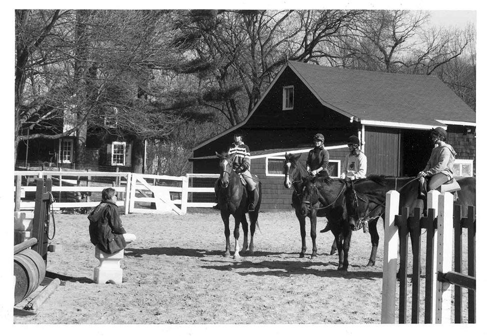 Black and white archival photo of Pace's equestrian club
