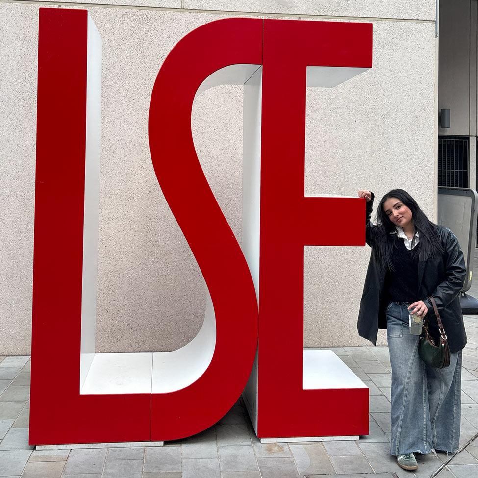 Alexis Pickering '26 posing at the London School of Economics and Political Science