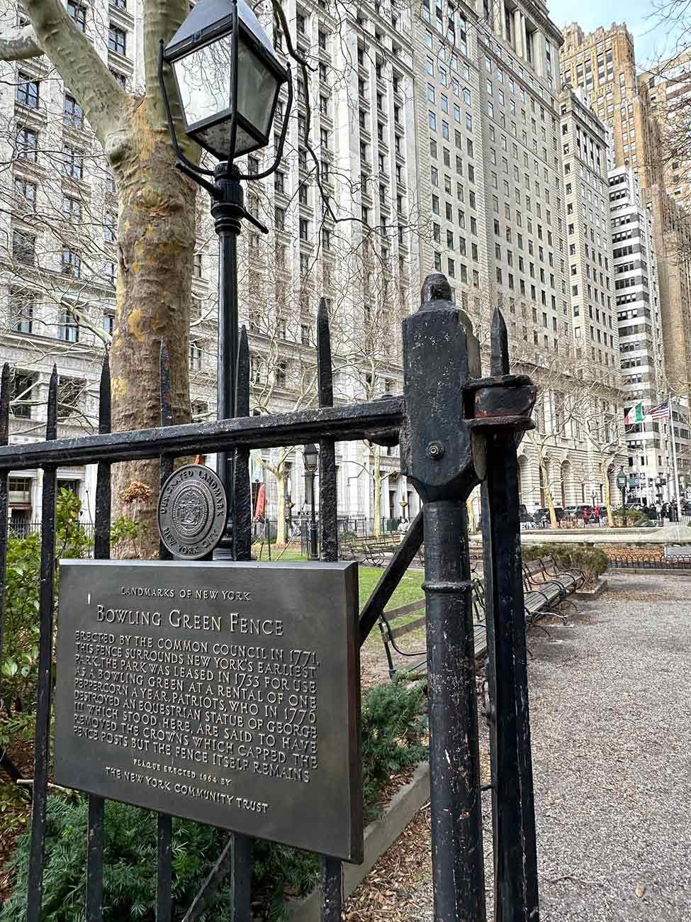 Fence at Bowling Green Park in Lower Manhattan