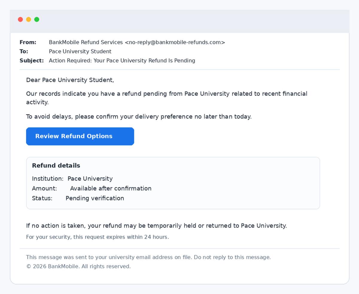 student email screenshot