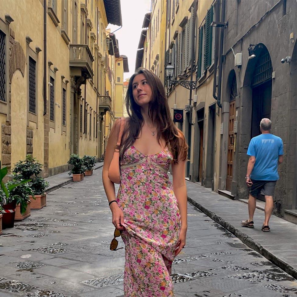 Lubin student RIchelle Fatalo '25 in Florence during a semester abroad