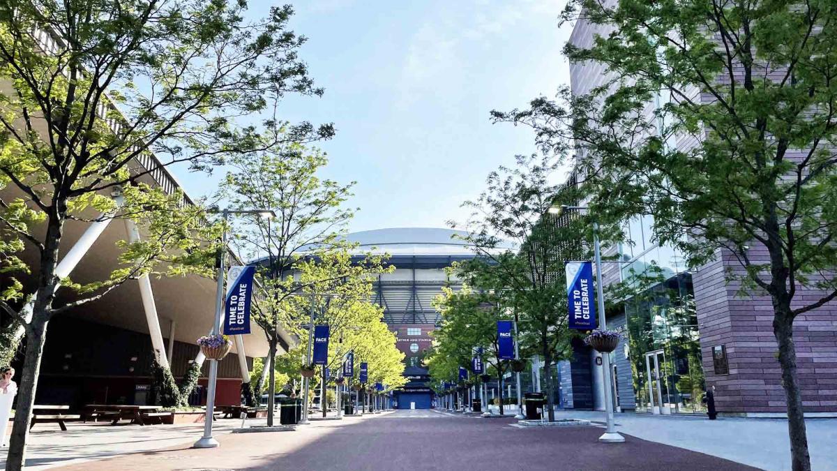 Entrance to the USTA Stadium in Queens, NY where Pace University held their 2024 Commencement Ceremony.