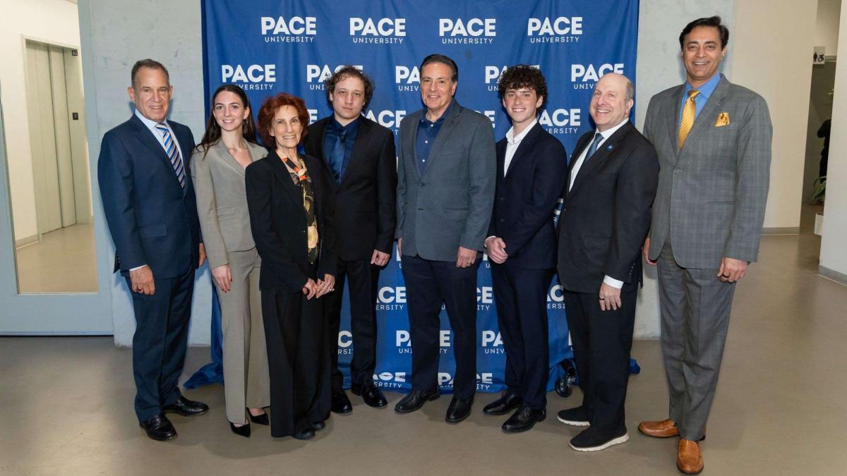 Seidenberg students with SIA 2026 honorees and President Marvin Krislov
