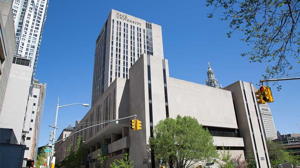 One Pace Plaza East photographed from Gold Street.