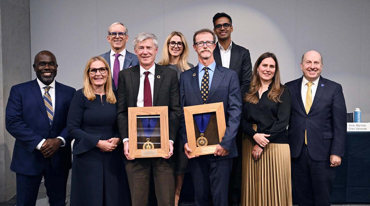 Group pictures of the people who built Pace Haub Law, including Dean Horace Anderson and Pace University President Marvin Krislov.
