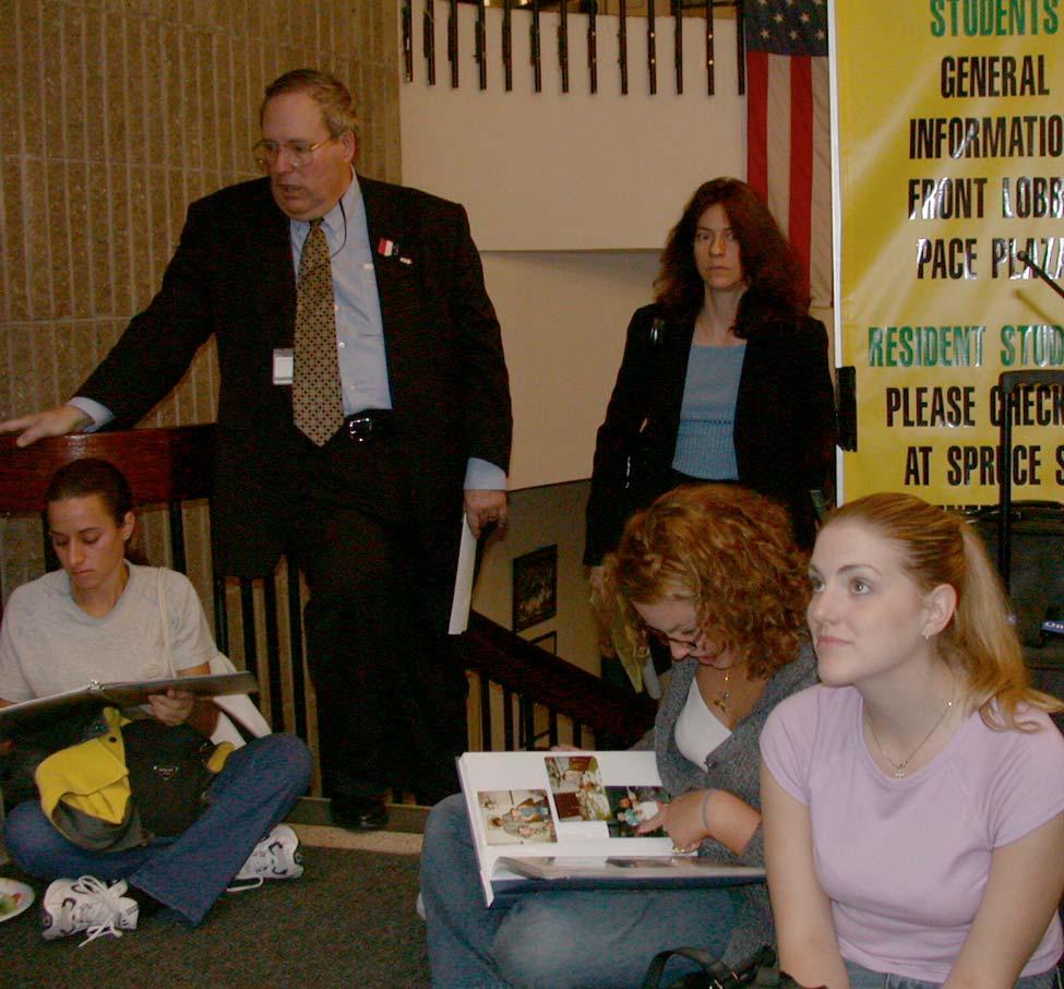 Students with their luggage in 2001.