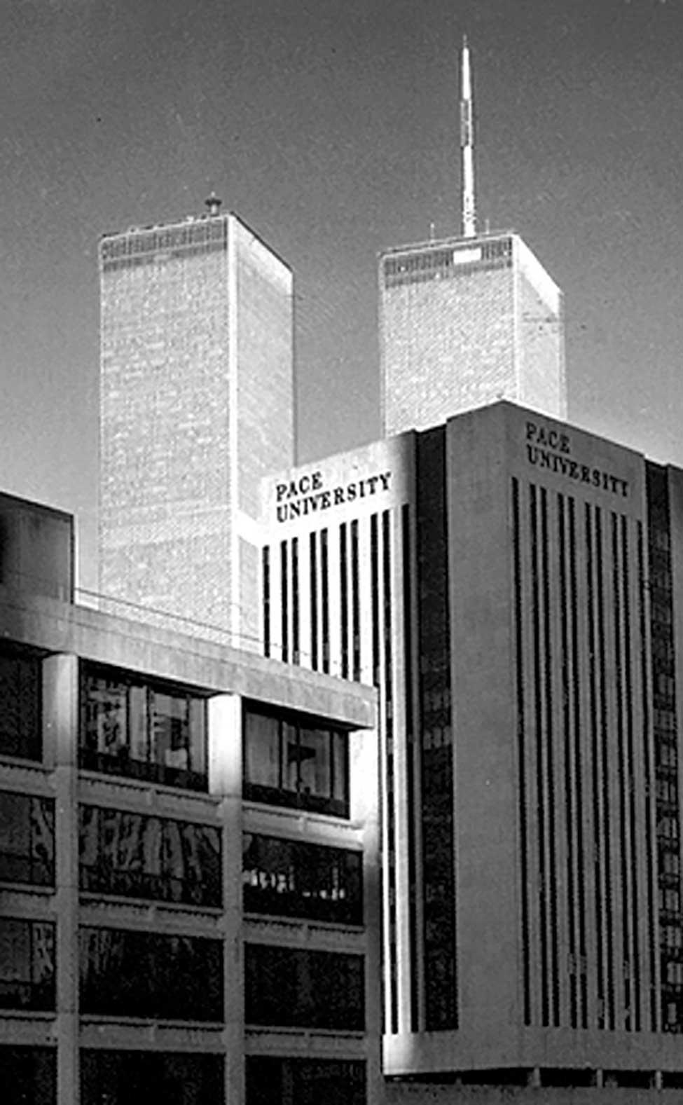 Twin Towers as seen behind Pace University.