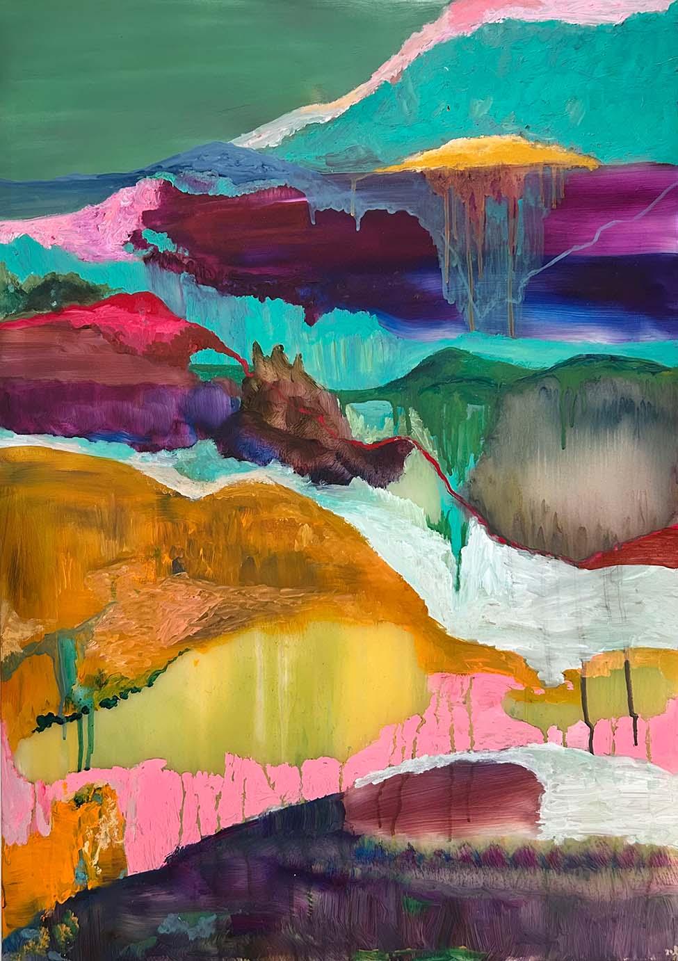 La Vaughn Belle, Between The Storm and Horizon (where the water keeps its records), acrylic on plexiglass. 36.5 x 25.75 in , 2026