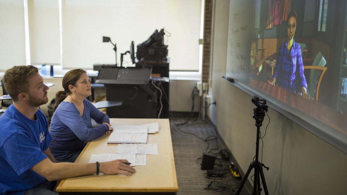 Students working in a simulation lab.